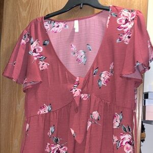 Floral V-Neck Dress with pockets and a back tie